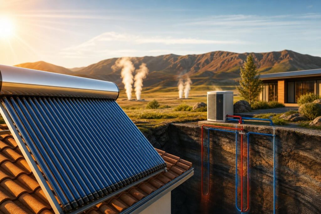Energía solar térmica y energía geotérmica