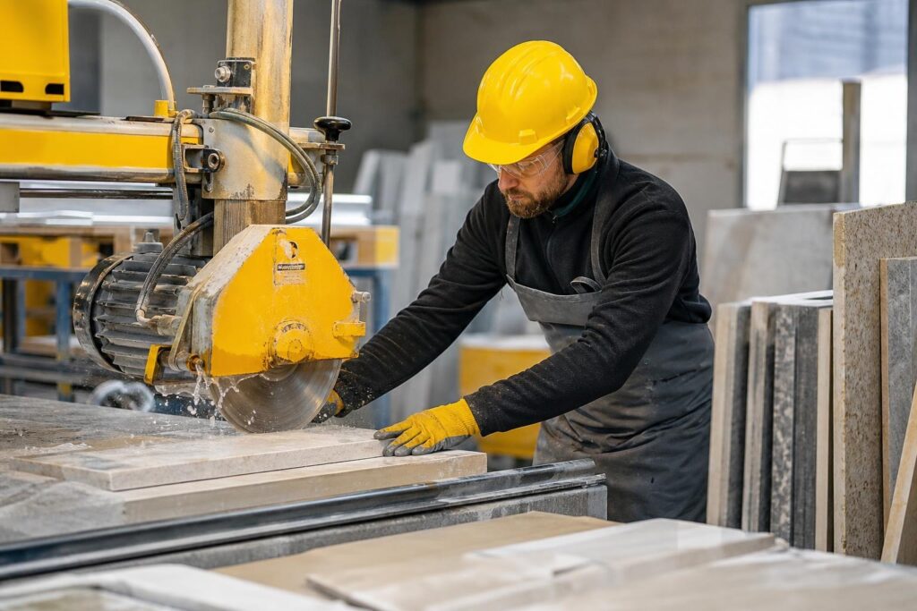 PRL para Trabajos de Operario de taller de materiales: (Piedras industriales, tratamientos o transformación de materiales, Canteros y